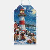 Pug-Weihnachts-Leuchtturm-Feiertag Geschenkanhänger (Rückseite)