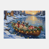 Pug-Weihnachtsboot-Feiertag Fußmatte (Vorderseite)