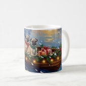 Pug-Weihnachtsboot-Feiertag Kaffeetasse (VorderseiteRechts)