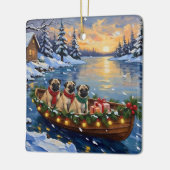 Pug-Weihnachtsboot-Feiertag Keramikornament (Links)