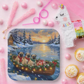 Pug-Weihnachtsboot-Feiertag Pappteller (Party)