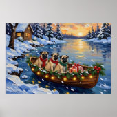 Pug-Weihnachtsboot-Feiertag Poster (Vorne)