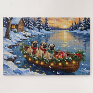 Pug-Weihnachtsboot-Feiertag Puzzle
