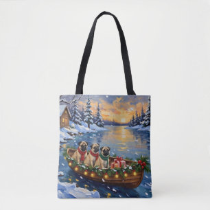 Pug-Weihnachtsboot-Feiertag Tasche