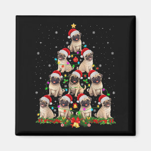 Pug Weihnachtsmann Hut Weihnachtsbaum Lichter Xmas Magnet