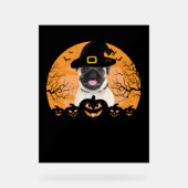 Pug Witch Hat Jack-o-Lantern Dogs Halloween T-Shir Acrylschild (Vorderseite)