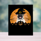 Pug Witch Hat Jack-o-Lantern Dogs Halloween T-Shir Acrylschild (Neutral)