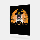 Pug Witch Hat Jack-o-Lantern Dogs Halloween T-Shir Acrylschild (Winkel)