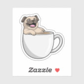 Pug with Cup of Coffee Aufkleber (Blatt)