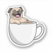 Pug with Cup of Coffee Aufkleber (Vorderseite)