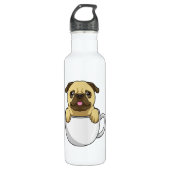 Pug with Cup of Coffee Edelstahlflasche (Vorderseite)
