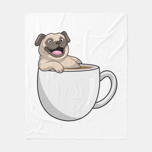Pug with Cup of Coffee Fleecedecke (Vorderseite)