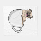 Pug with Cup of Coffee Fleecedecke (Vorderseite (Horizontal))