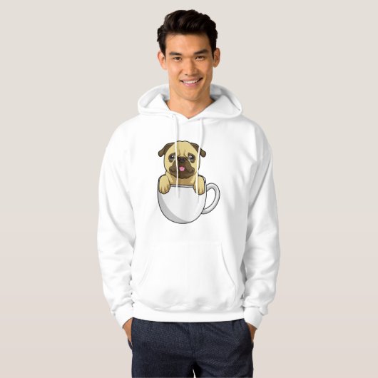 Pug with Cup of Coffee Hoodie (Vorne ganz)