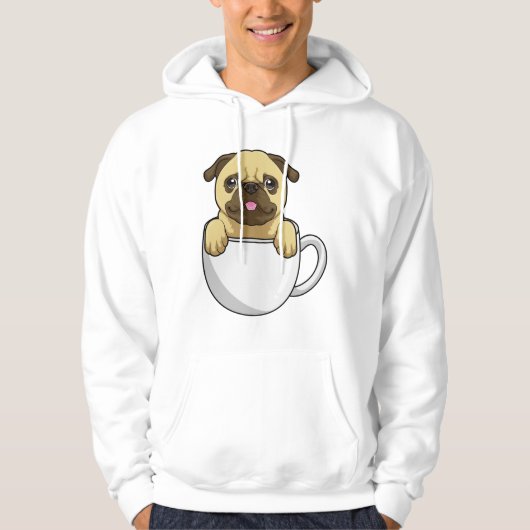 Pug with Cup of Coffee Hoodie (Vorderseite)