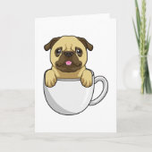 Pug with Cup of Coffee Karte (Vorderseite)