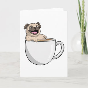Pug with Cup of Coffee Karte
