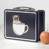 Pug with Cup of Coffee Metall Brotdose (Beispiel)