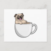 Pug with Cup of Coffee Postkarte (Vorderseite)