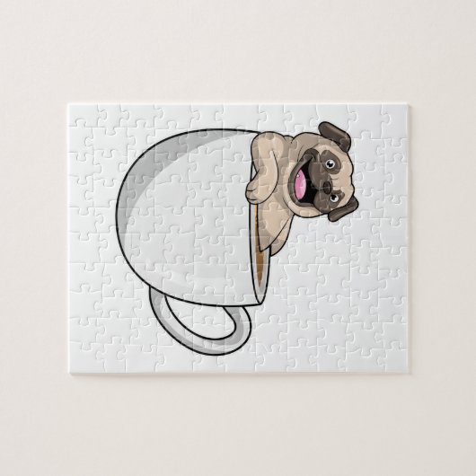 Pug with Cup of Coffee Puzzle (Horizontal)