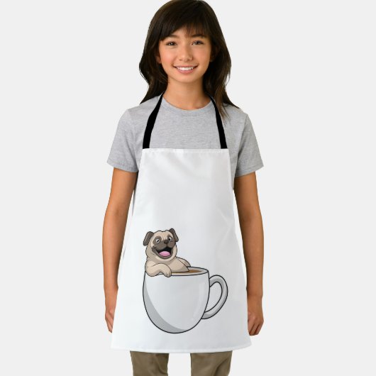 Pug with Cup of Coffee Schürze (Insitu)