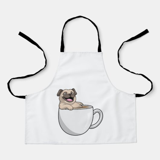Pug with Cup of Coffee Schürze (Vorderseite)