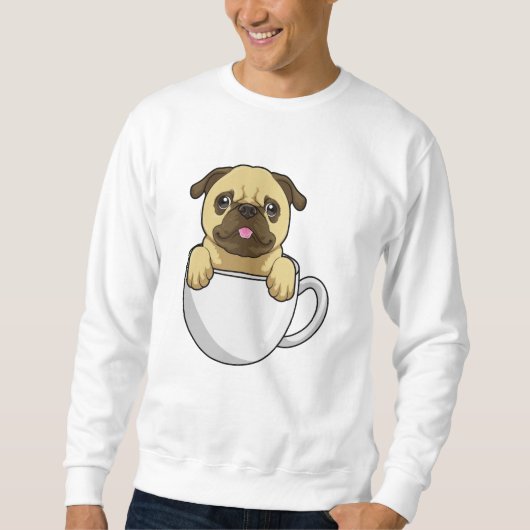 Pug with Cup of Coffee Sweatshirt (Vorderseite)
