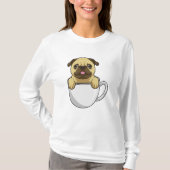 Pug with Cup of Coffee T-Shirt (Vorderseite)