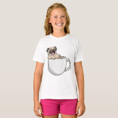 Pug with Cup of Coffee T-Shirt (Vorne ganz)
