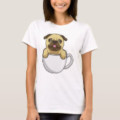 Pug with Cup of Coffee T-Shirt (Vorderseite)
