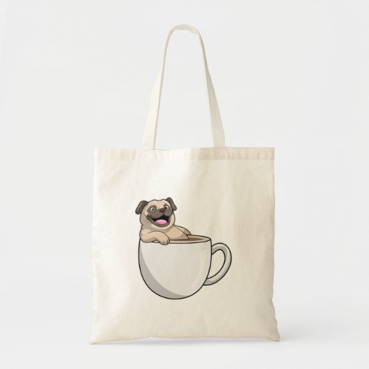 Pug with Cup of Coffee Tragetasche (Vorne)