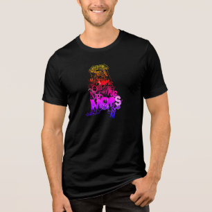 Pug-Wortkunst Regenbogenfarben  Tri-Blend Shirt