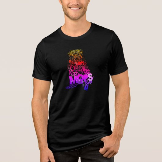 Pug-Wortkunst Regenbogenfarben Tri-Blend Shirt (Vorderseite)