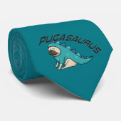 Pugasaurus Blaue Krawatte (Gerollt)
