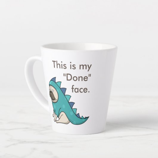 Pugasaurus ist "Fertig" Funny Mops Milchtasse (Linke Ecke)