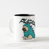 Pugasaurus Mops Dog Zwei Toner Tasse (Vorderseite Links)