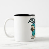 Pugasaurus Mops Dog Zwei Toner Tasse (Links)