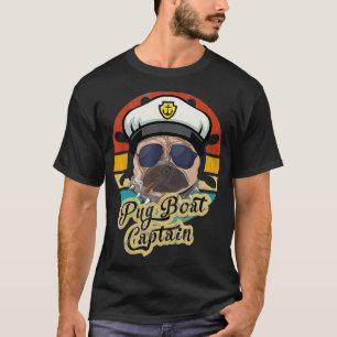 Pugboot Pug-Hundebesitzer Boots Kapitän Bootfahren T-Shirt