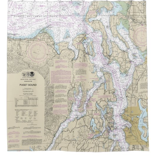Puget Sound Nautical Chart 18440 Duschvorhang (Vorderseite)
