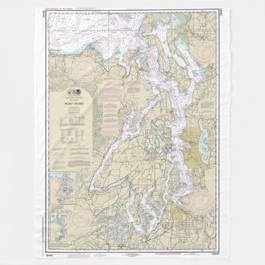 Puget Sound Nautical Chart 18440 Fleecedecke (Vorderseite)