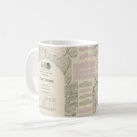 Puget Sound Nautical Chart 18440 Kaffeetasse (Vorderseite Links)