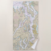 Puget Sound Nautical Chart 18440 Strandtuch (Vorderseite)