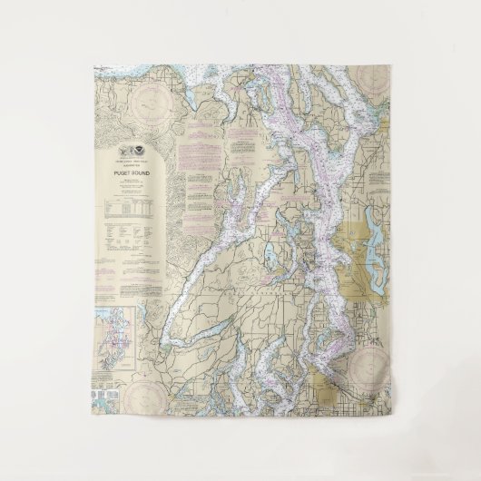 Puget Sound Nautical Chart 18440 Wandteppich (Vorderseite)