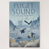Puget Sound - Pacific Northwest Travel Art Puzzle (Vertikal)