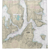 Puget Sound Seattle to Bremerton Nautic Chart Duschvorhang (Vorderseite)