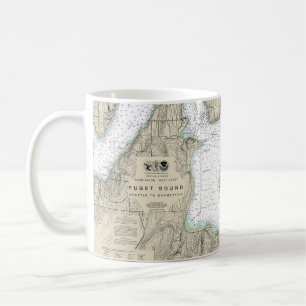 Puget Sound Seattle to Bremerton Nautic Chart Kaffeetasse