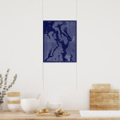 Puget Sound Seattle WA Karte Schöne Karte Blaue Ku Poster (Küche)