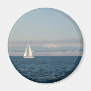 Puget Sound-Segelboot und -Gebirgszug Magnet
