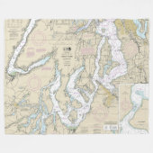 Puget Sound Southern Part Nautical Chart 18448 Fleecedecke (Vorderseite (Horizontal))