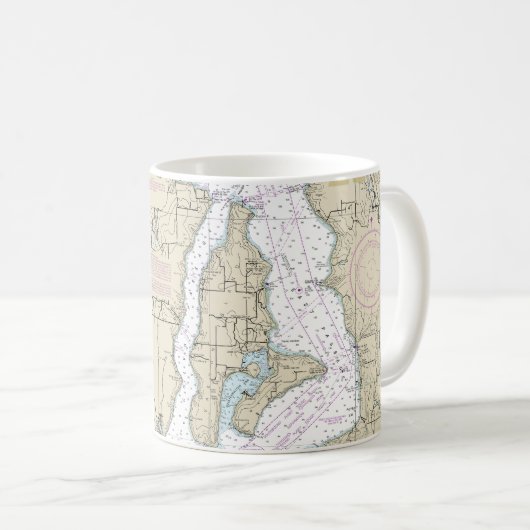 Puget Sound Southern Part Nautical Chart 18448 Kaffeetasse (VorderseiteRechts)